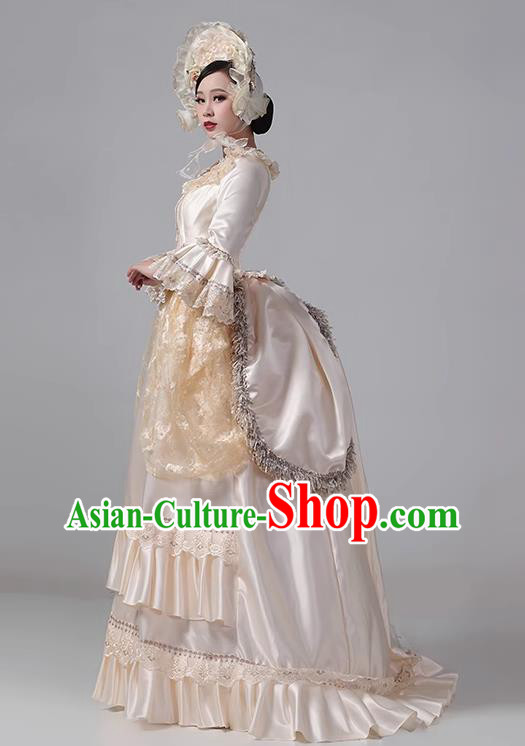 Champagne European Court Dress British Medieval Noble Retro Baroque Princess Classical Dress