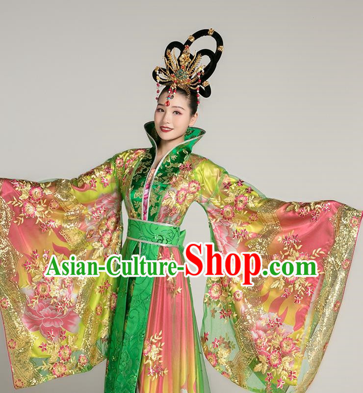 Ancient Costume Tang Suit Hanfu Headdress Imperial Concubine Tail Queen Costume Tang Dynasty Yang Guifei Wu Zetian