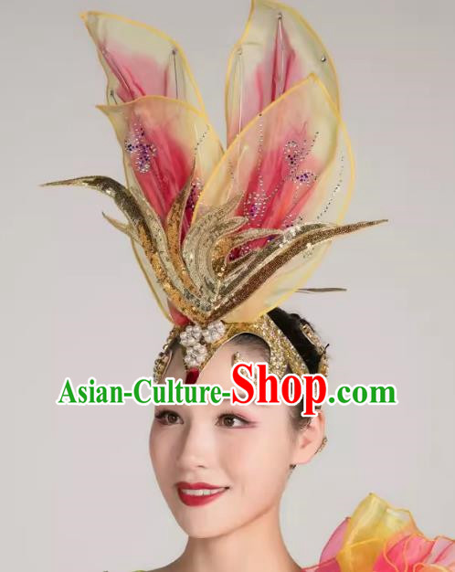 Red Opening Dance Performance Headwear Adult Dance Headwear Atmospheric Catwalk Stage Performance Props