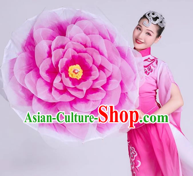 Pink Dance Prop Umbrella Peony Flower Umbrella Dance Stage Performance Umbrella Party Performance Opening Dance Stage Hand Held Flower Umbrella