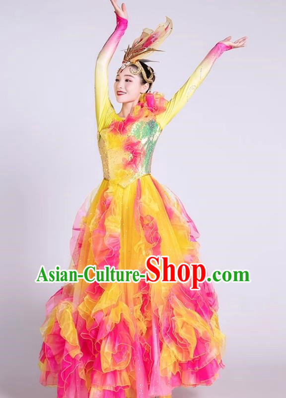 Opening Dance Large Swing Skirt Performance Costume Female Dance Costume Long Skirt Stage Singing And Dancing Dress Stage Costume Performance Costume