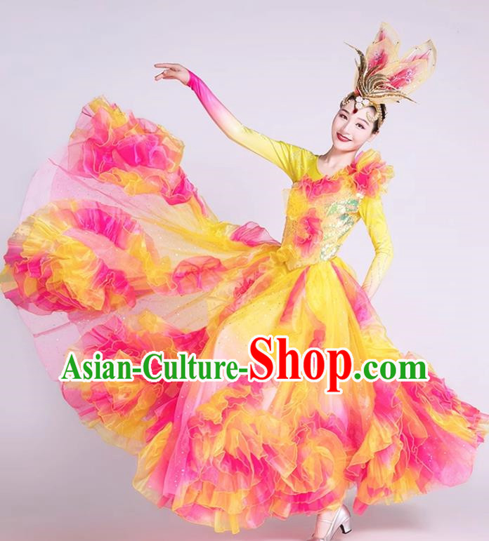Opening Dance Large Swing Skirt Performance Costume Female Dance Costume Long Skirt Stage Singing And Dancing Dress Stage Costume Performance Costume