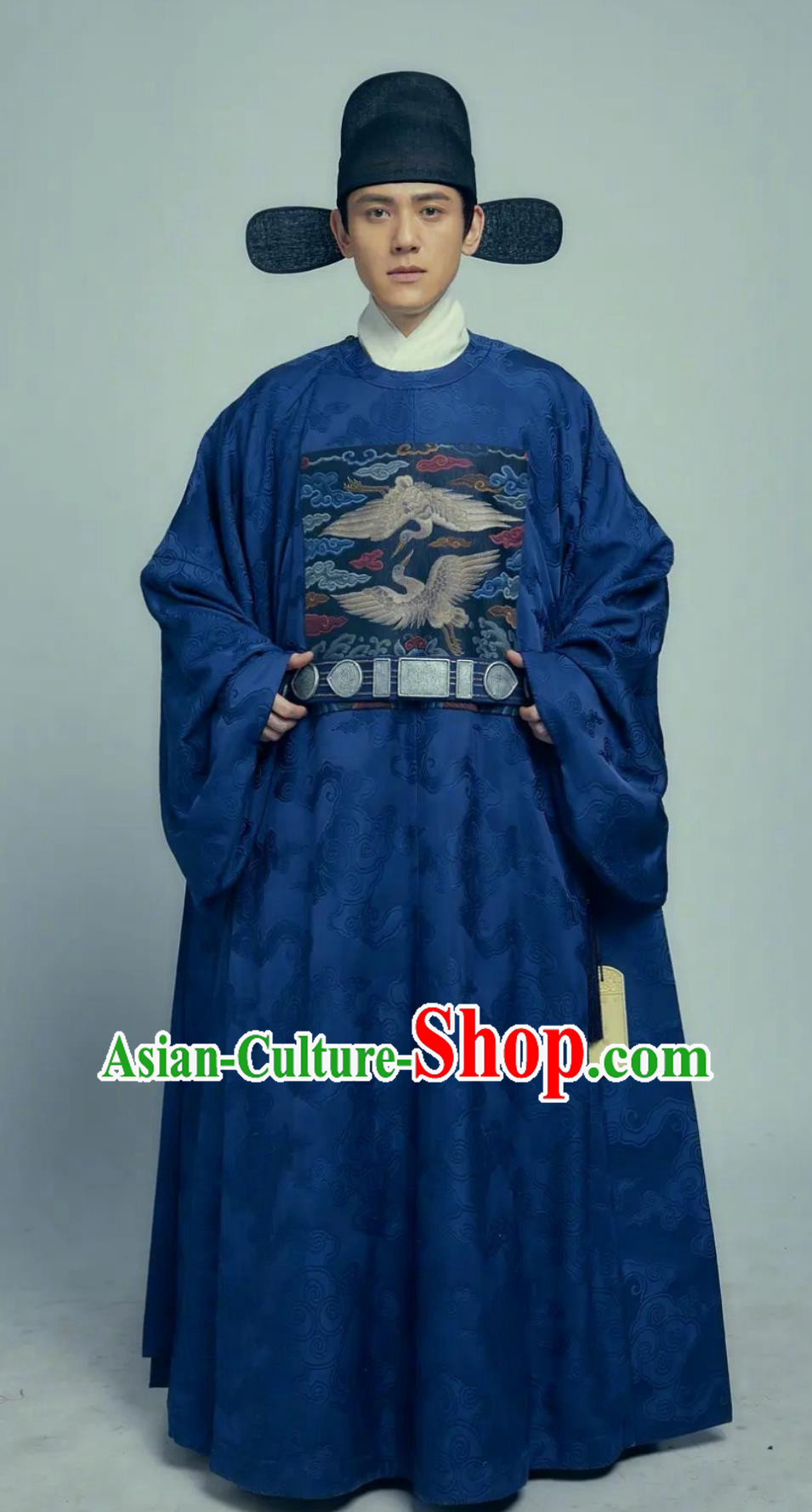 China Ming Dynasty Official Garment Costumes Ancient Hanfu Clothing TV Series Song of Youth Childe Sun Shi Jie Blue Robes