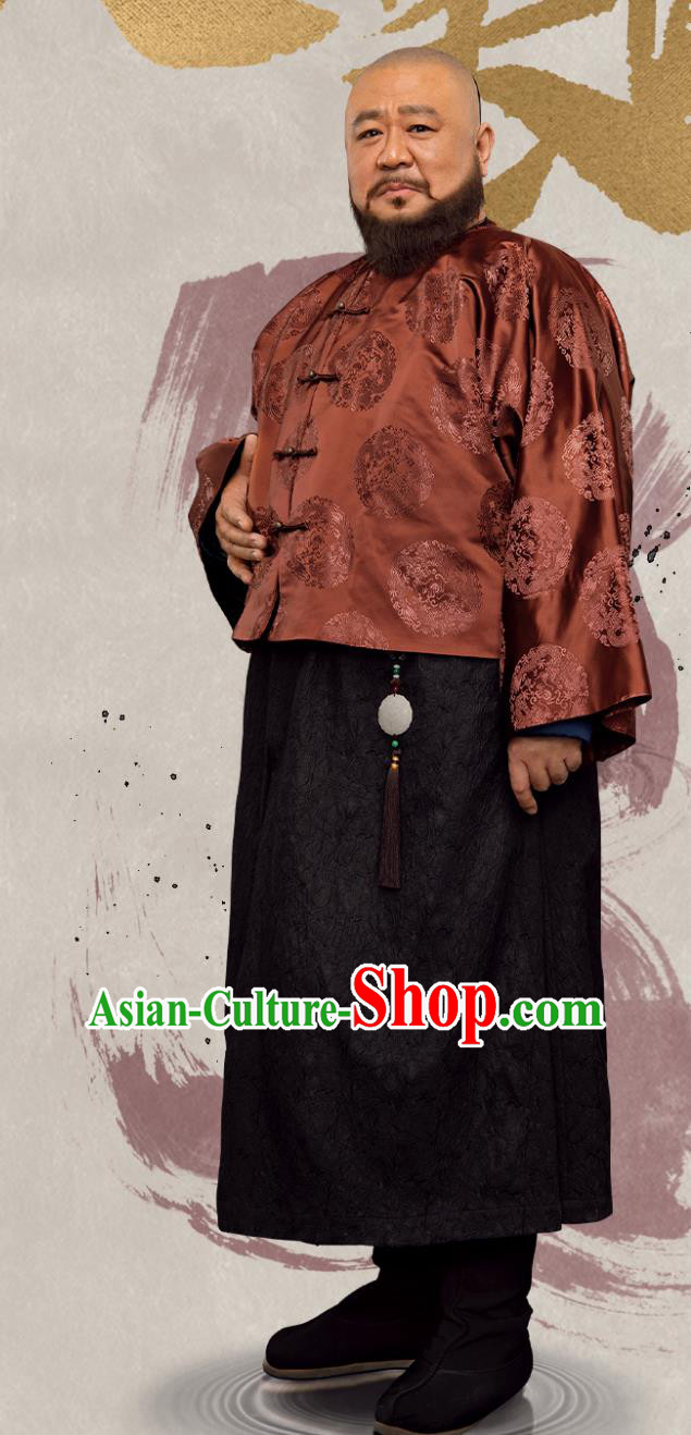 Historical Drama The Long River Powerful Minister Songgotu Garment Costumes China Ancient Qing Dynasty Noble Lord Clothing
