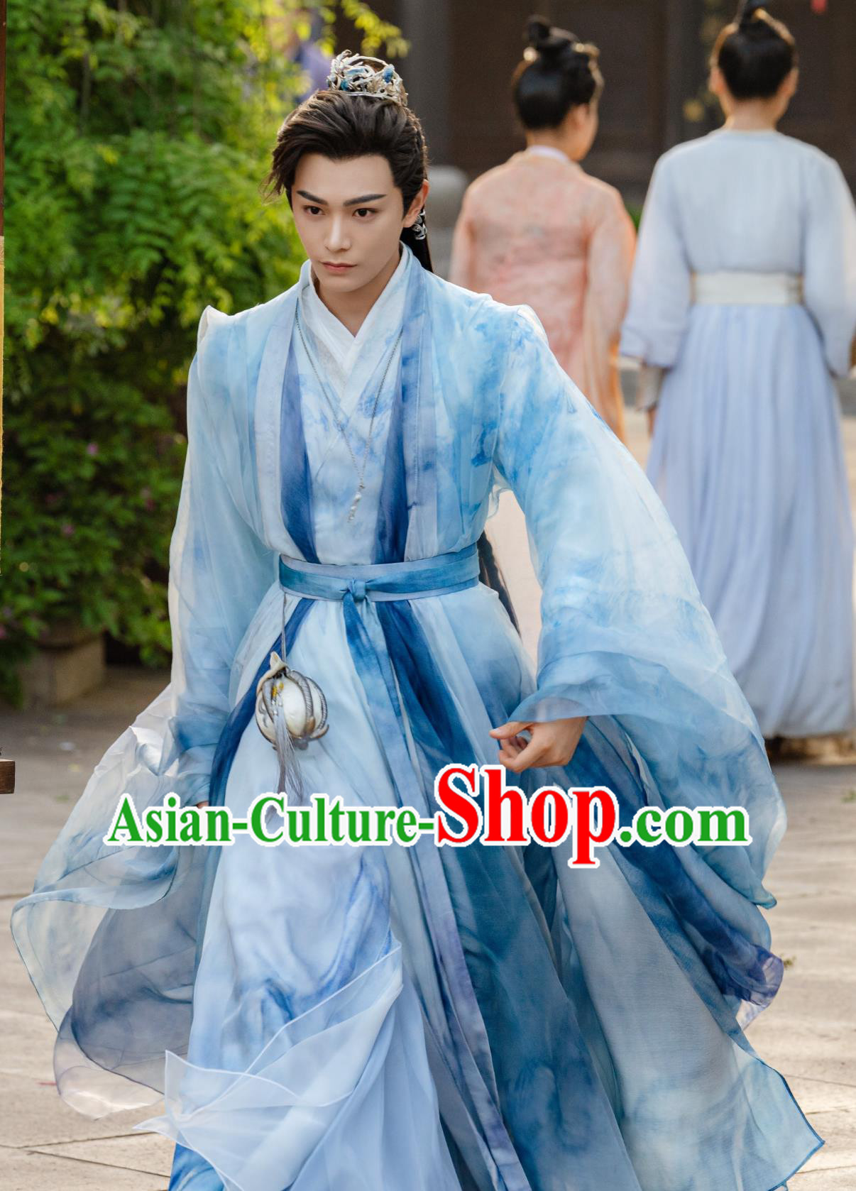 China Ancient Royal Princess Blue Garments Costume Drama Love You Seven Times God of War Chu Kong Clothing
