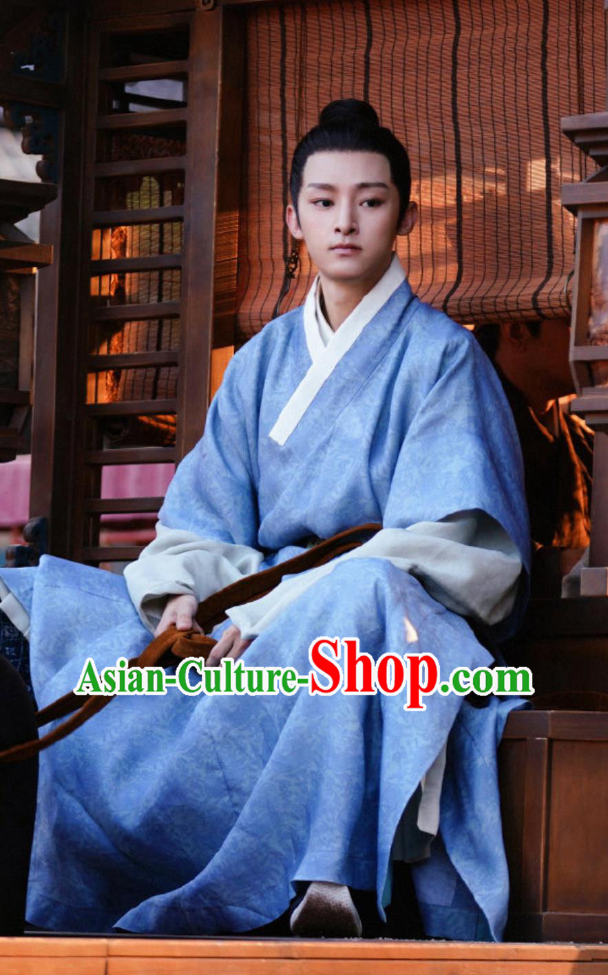 TV Drama The Ingenious One Young Hero Kang Qiao Blue Robes China Traditional Hanfu Ancient Ming Dynasty Swordsman Clothing