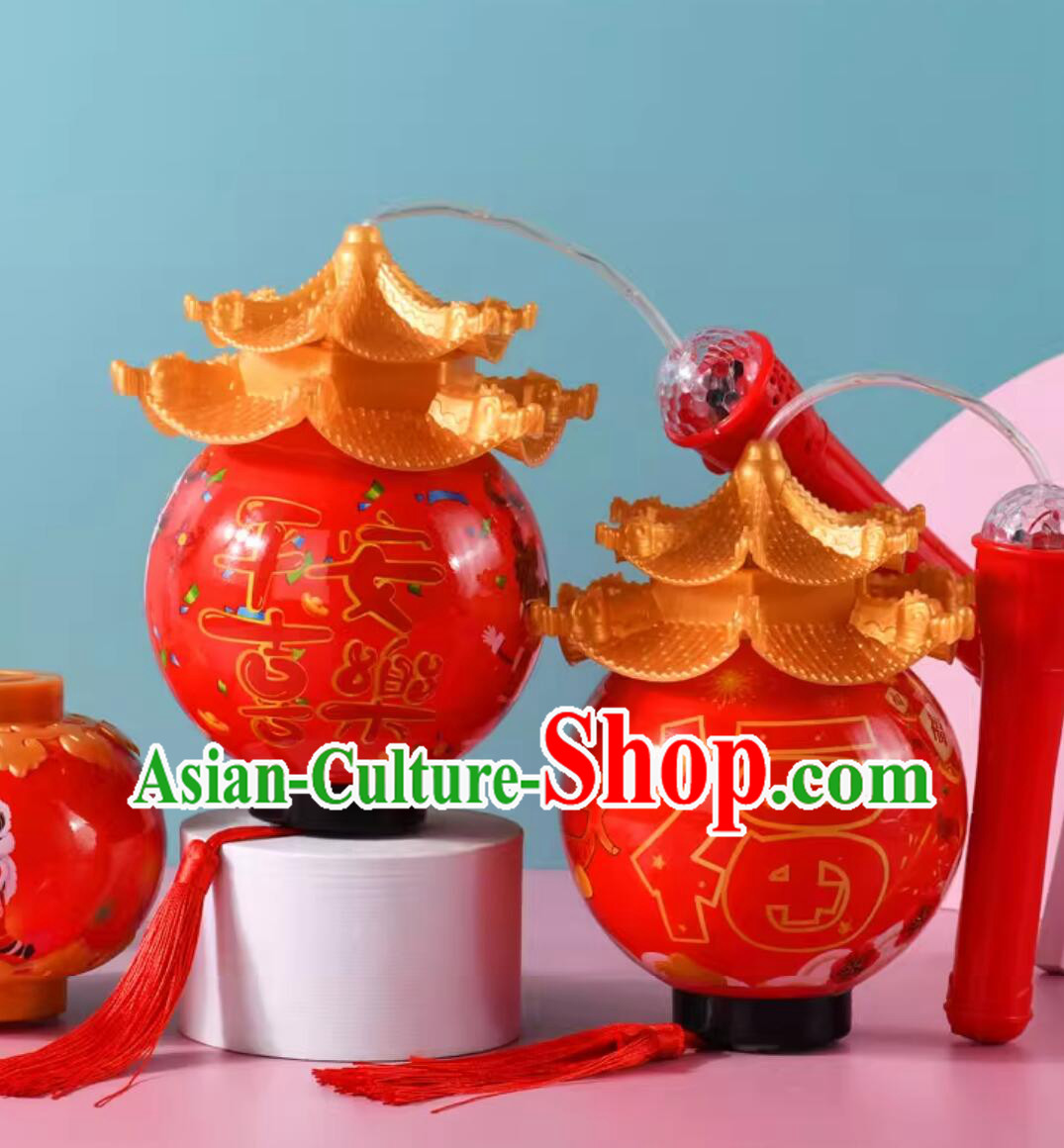 Traditional Chinese New Year Lantern Asian Portable Palace Lantern Red Musical Lamp