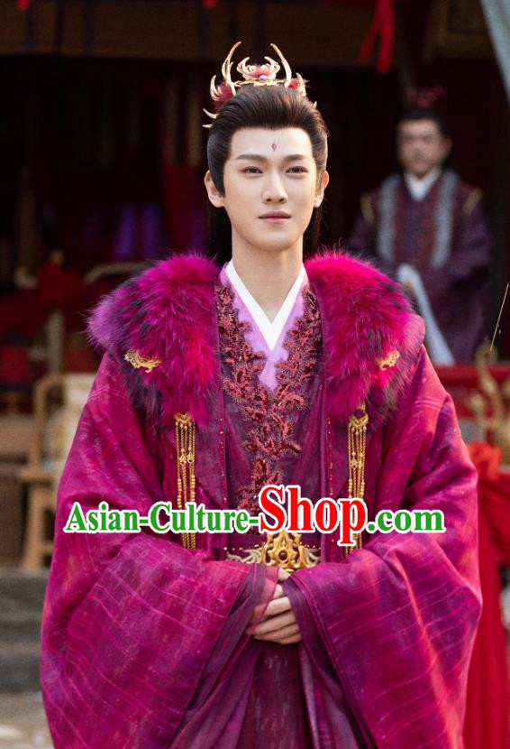 Chinese 2024 Xian Xia TV Series The Last Immortal Demon Emperor Hong Yi Fushcia Costumes Ancient Swordsman King Clothing