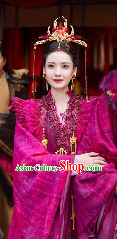 Chinese Ancient Fairy Princess Clothing 2024 Xian Xia TV Series The Last Immortal Goddess Yan Shuang Rosy Dress