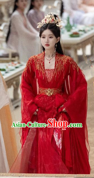 2024 Xian Xia TV Series The Last Immortal Feng Yin Wedding Dress Chinese Ancient Fairy Princess Red Clothing