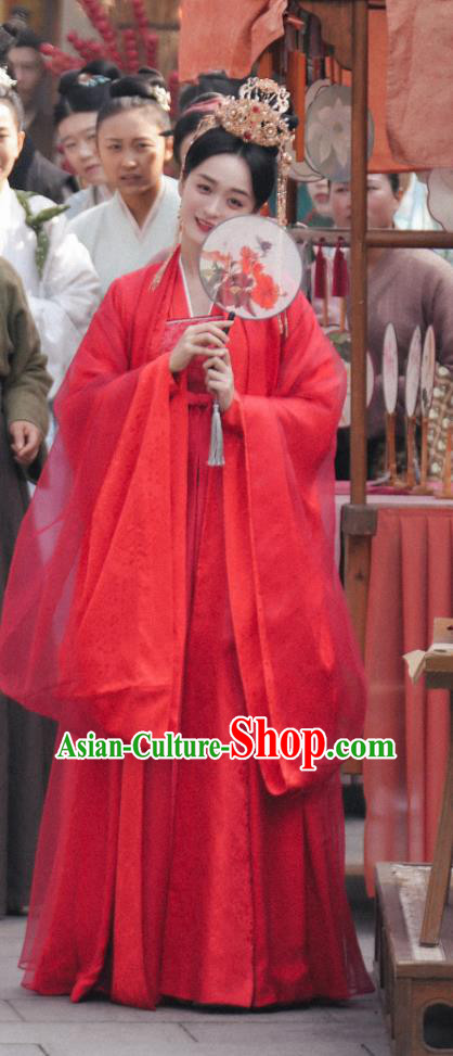 China Ancient Bride Garment Costumes TV Drama The Legend of Zhuohua Noble Lady Sun Yunyun Wedding Dress