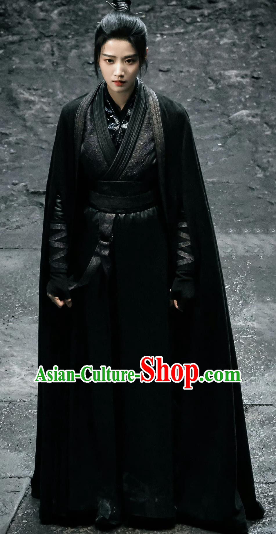 Chinese Ancient Super Heroine Garment Costumes TV Series My Journey to You Swordswoman Shangguan Qian Black Outfit