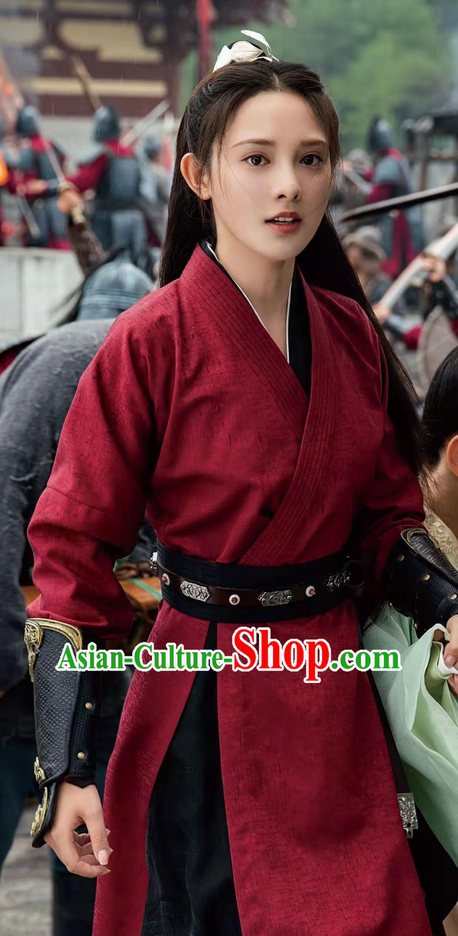 Chinese Ancient Swordsman Red Costumes TV Series Jun Jiu Ling Heroine Dress