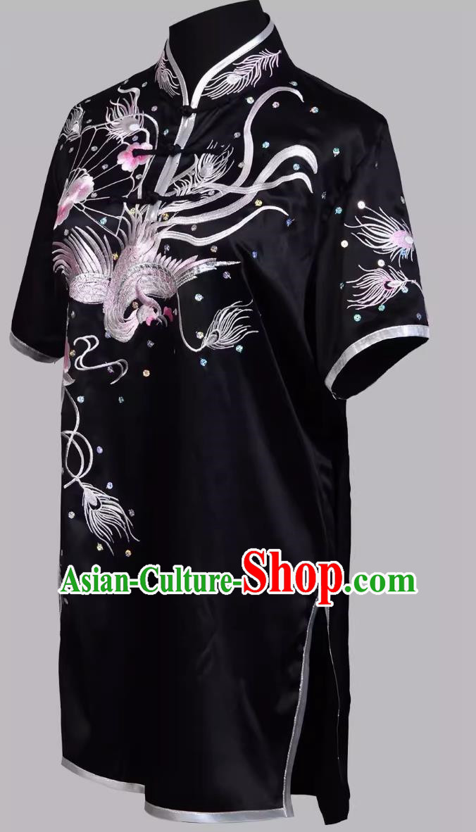 Martial Arts Embroidered Phoenix Fan Training Suit Women Changquan Nanquan Colorful Uniform Kung Fu Competition Suit