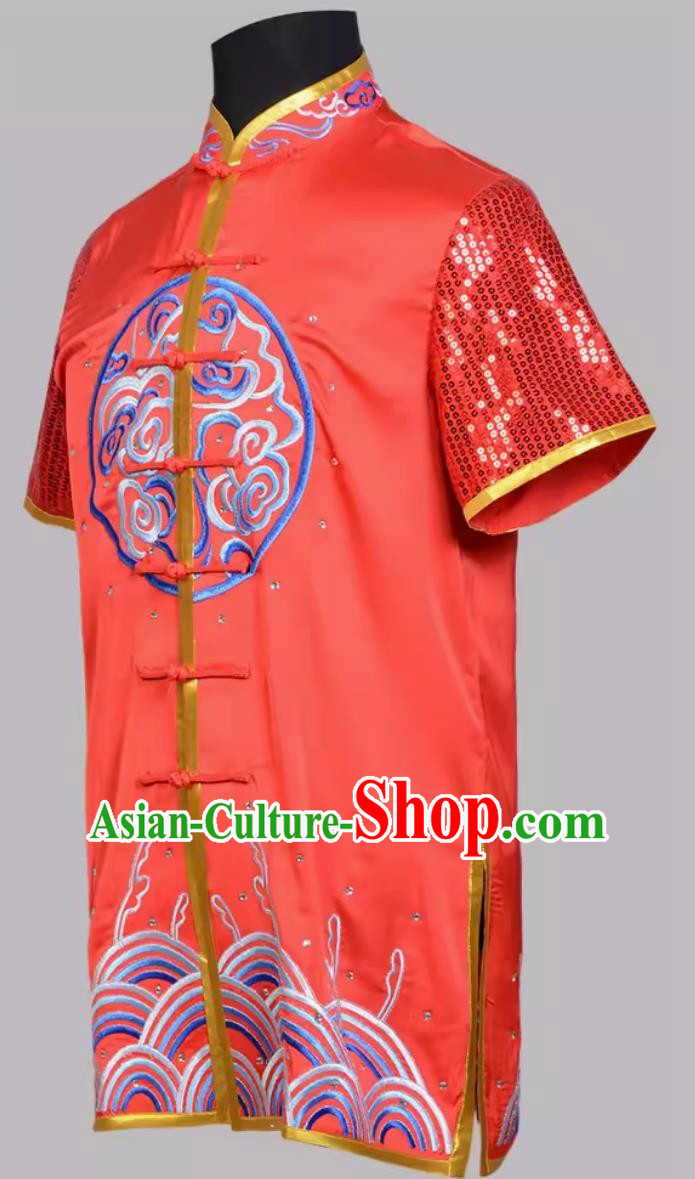 Red Chinese Martial Arts Uniform Embroidered Lion Martial Arts Uniform