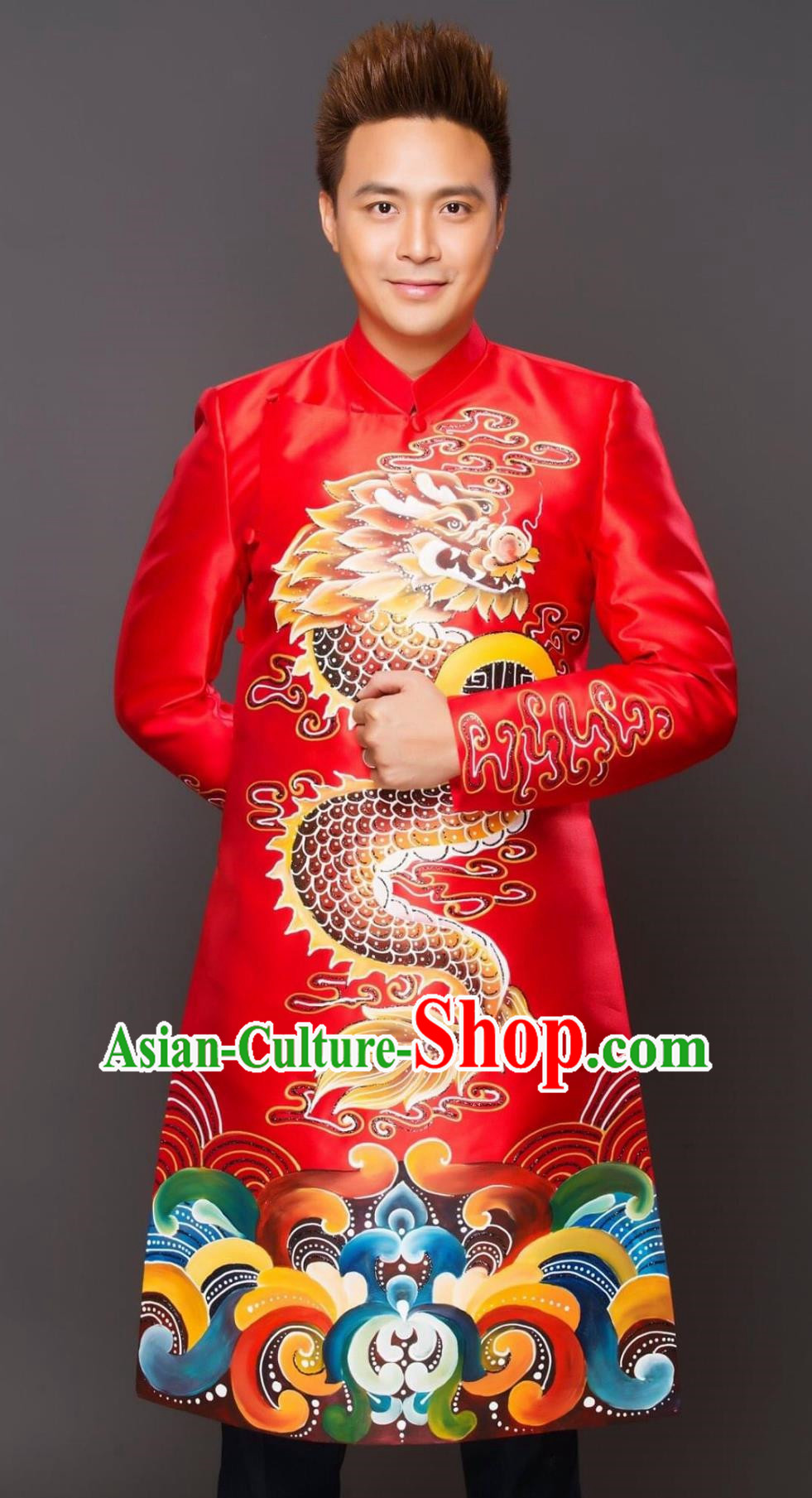 Vietnamese Men Tops Catwalk Costumes Groom Costumes Stage Costumes