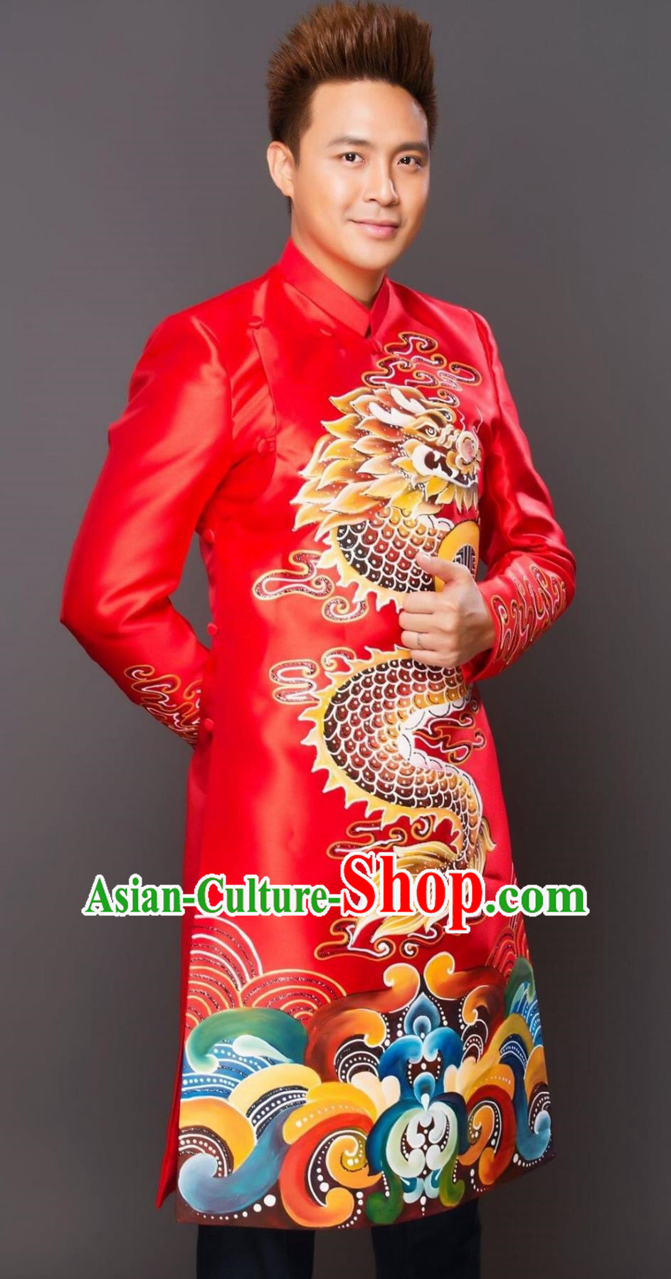 Vietnamese Men Tops Catwalk Costumes Groom Costumes Stage Costumes