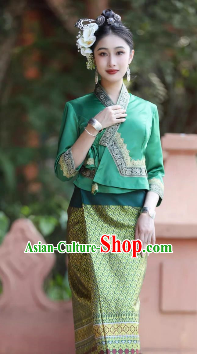Dai Ethnic Costume Female Traditional Green Suit