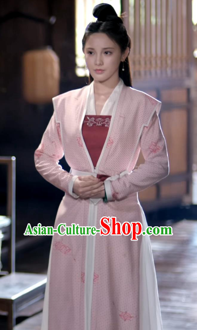 Chinese Ancient Civilian Lady Costumes TV Series Jun Jiu Ling Woman Physician Jun Zhenzhen Pink Dresses