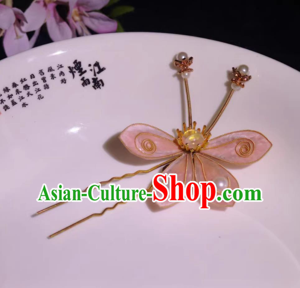 Chinese Qipao Headpiece Hanfu Hair Accessory Intangible Cultural Heritage Velvet Silk Butterfly Hairpin Handmade Pearls Hair Clip