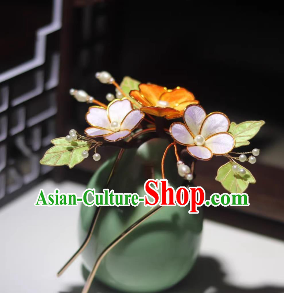 Chinese Hanfu Headwear Qipao Ancient Hair Jewelry Intangible Cultural Heritage Silk Velvet Flower Hair Stick Handmade Peach Blossom Hairpin