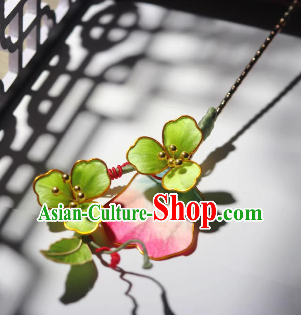 Handmade Palm Leaf Hairpin Chinese Hanfu Headwear Qipao Ancient Hair Jewelry Intangible Cultural Heritage Silk Velvet Flower Hair Stick