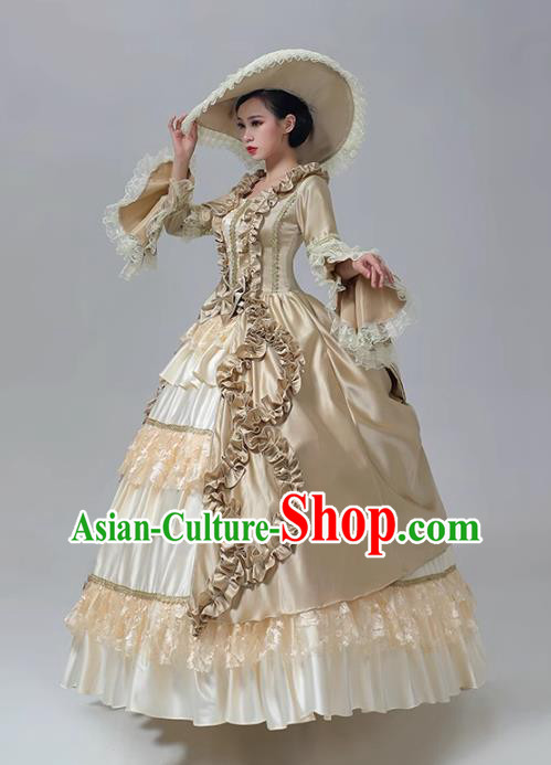 Drama Princess Champagne Dress European Court Dress British Medieval Retro Garment Aristocratic Stage Costume