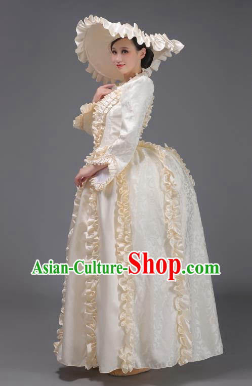 British Medieval Retro Princess Clothing Rococo Stage Costume Beige European Court Dress
