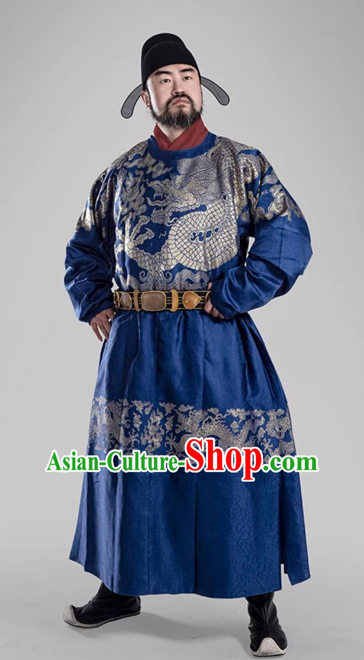 Ancient Chinese Prince Kangping Chang Yu Chun Clothing China Hanfu Online Shop Ming Dynasty Official Blue Robe