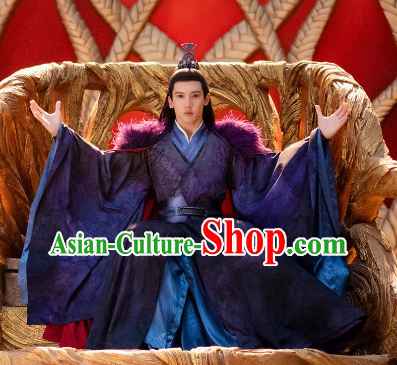 China TV Series Back From The Brink Prince Chang Lan Purple Costumes Ancient Chinese Royal King Clothing