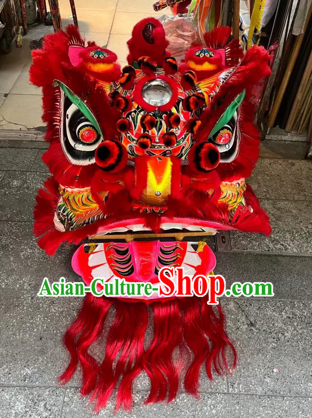 Traditional Handmade Red Lion Costume China Fut San Dancing Lion Chinese Happy New Year Lion Dance Equipment Online Shop