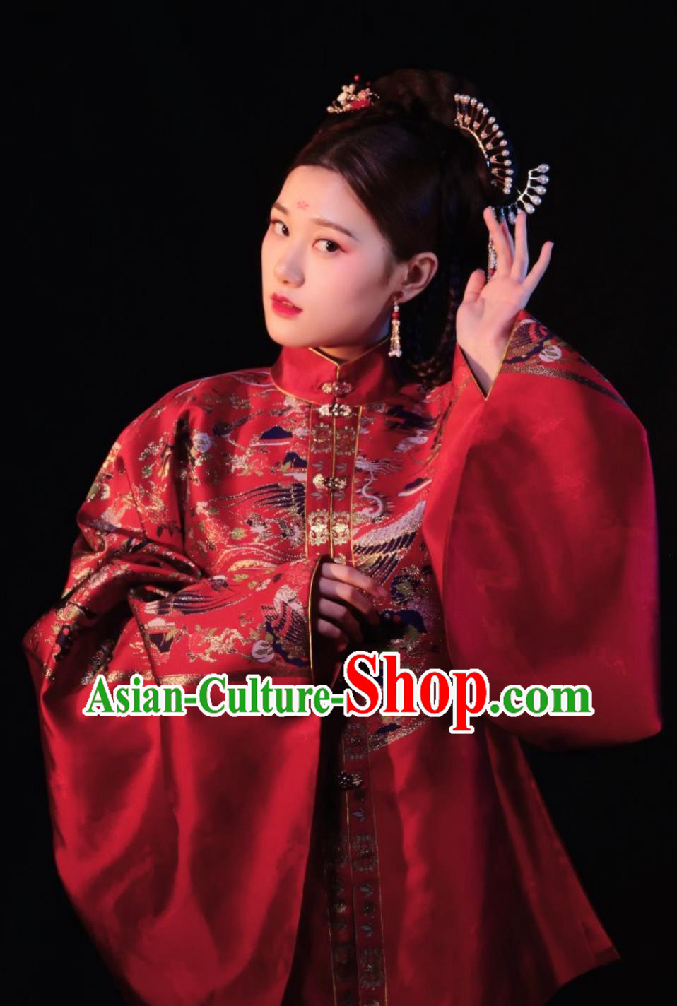Hanfu Online Shop Traditional Ming Dynasty Woman Garments China Wedding Clothing Ancient Chinese Costumes Red Blouse and Mamian Skirt Complete Set