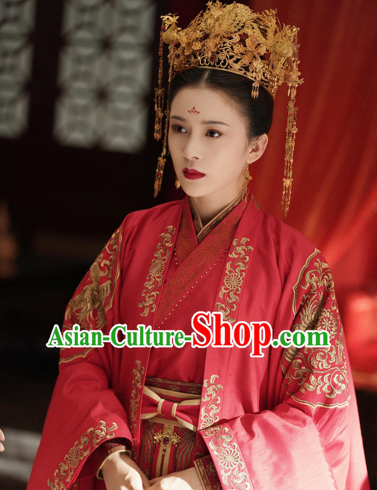 Chinese TV Series The Promise of Chang An He Lan Ming Yu Wedding Dress Ancient China Song Dynasty Empress Red Garment Costumes