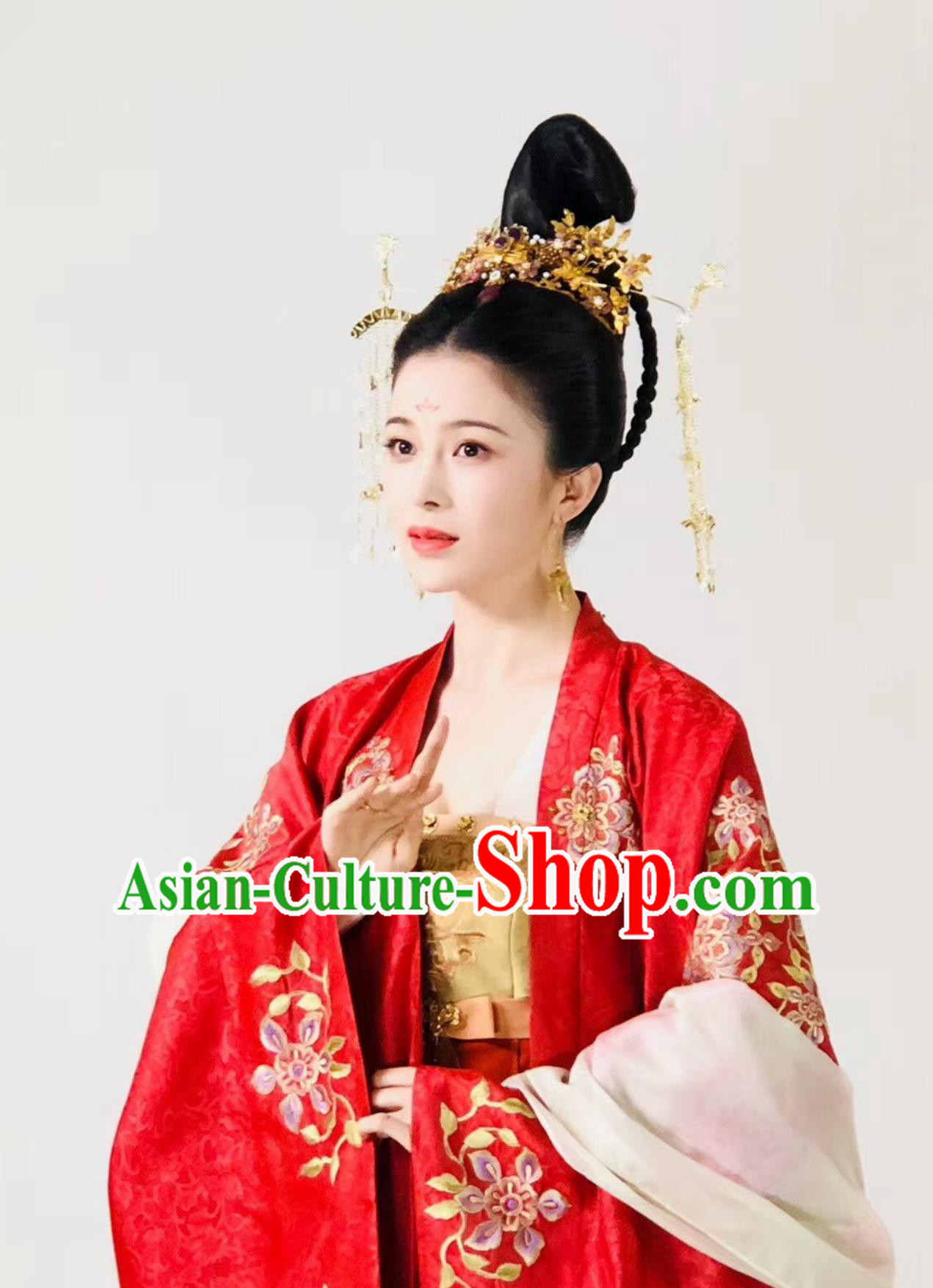 Chinese Traditional Court Woman Clothing TV Series The Promise of Chang An He Lan Ming Yu Red Dress Ancient China Empress Hanfu