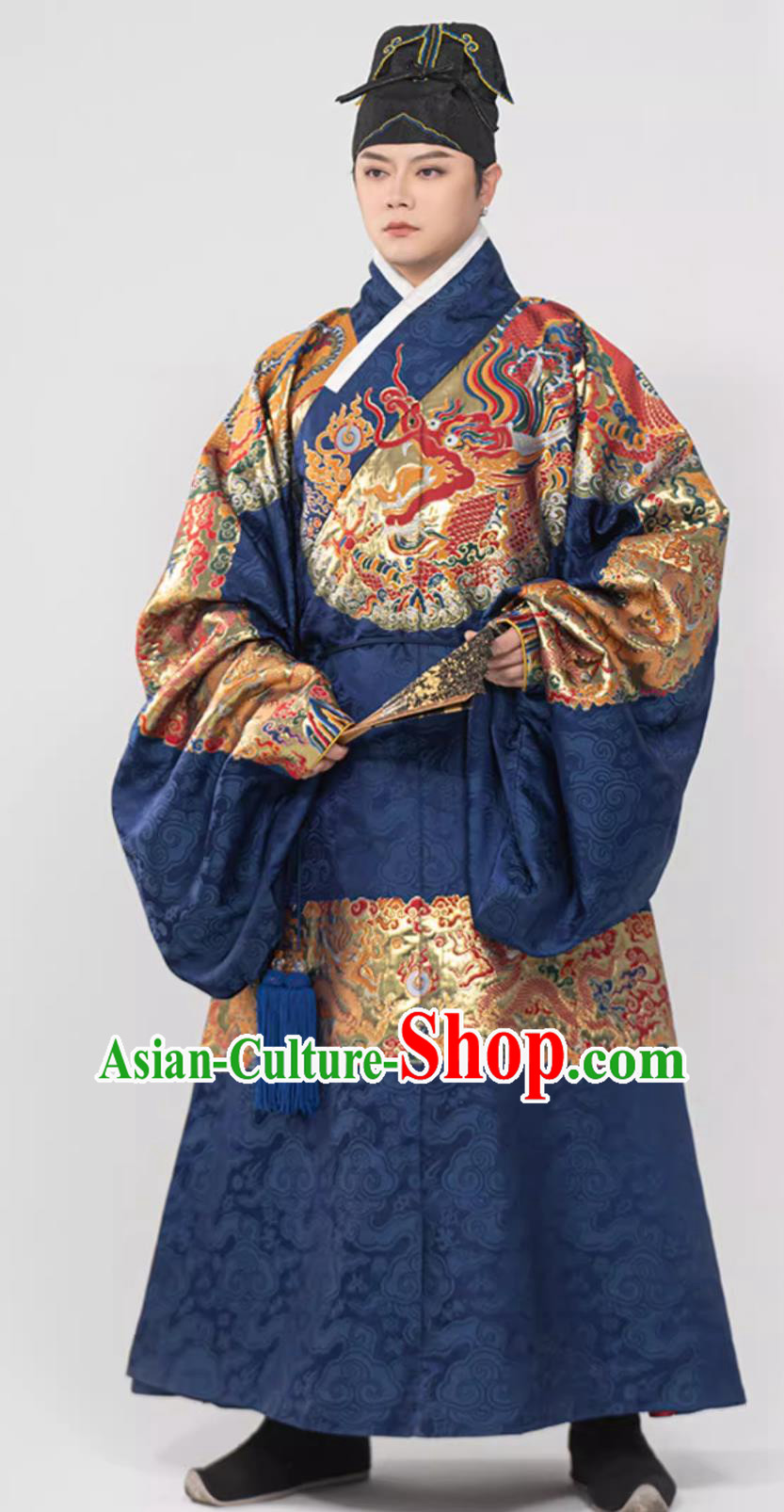 Ancient Chinese Official Clothing Traditional Hanfu Online Shop Blue Ming Dynasty Eunuch Zheng He Robe