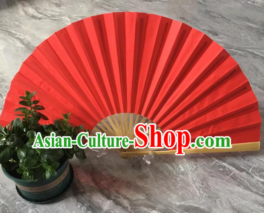 China Sichuan Opera Face Changing Bamboo Fan Handmade Double Sided Folding Fan Bian Lian Red Silk Fan
