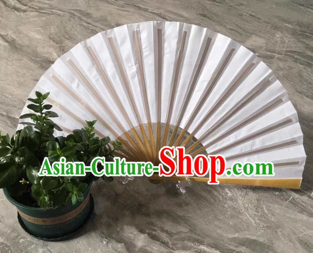 Handmade Double Sided Folding Fan China Bian Lian White Silk Fan Sichuan Opera Face Changing Bamboo Fan
