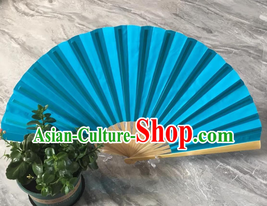Handmade Sichuan Opera Face Changing Bamboo Fan Double Sided Folding Fan China Bian Lian Blue Silk Fan