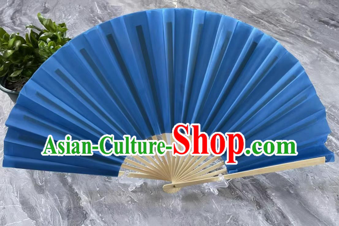 Handmade Deep Blue Double Sided Folding Fan Bian Lian Silk Fan China Sichuan Opera Face Changing Bamboo Fan