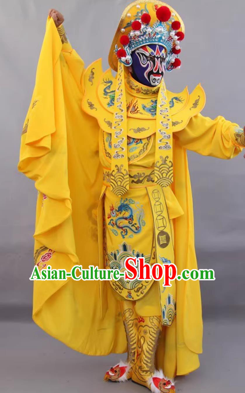 Yellow China Sichuan Opera Face Changing Clothing Stage Magic Performance Outfit Bian Lian Embroidered Costume