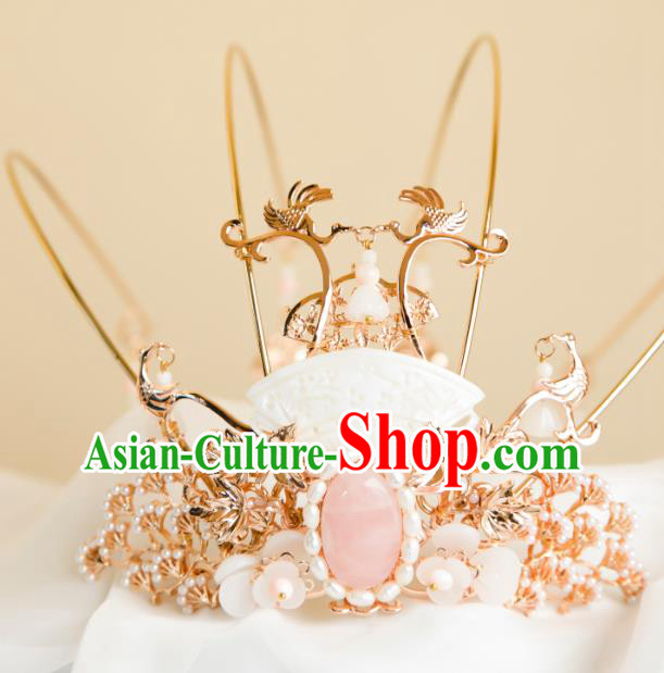 China Ancient Princess Phoenix Coronet Handmade Ming Dynasty Wedding Hair Crown Traditional Chinese Hanfu Hair Jewelry
