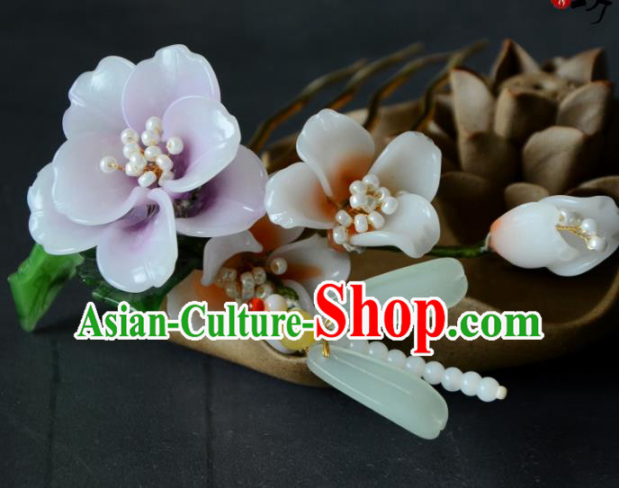 Traditional Chinese Hanfu Hair Jewelry China Ancient Princess Lilac Flower Hairpin Handmade Ming Dynasty Hair Comb