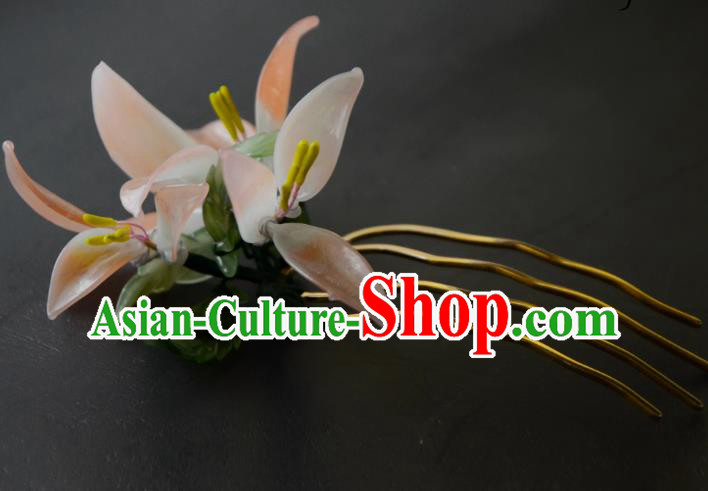 Handmade Song Dynasty Orchid Hair Comb Traditional Chinese Hanfu Hair Jewelry China Ancient Princess Flower Hairpin