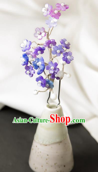 China Ancient Princess Purple Sakura Hairpin Handmade Ming Dynasty Hair Clip Traditional Chinese Hanfu Hair Jewelry