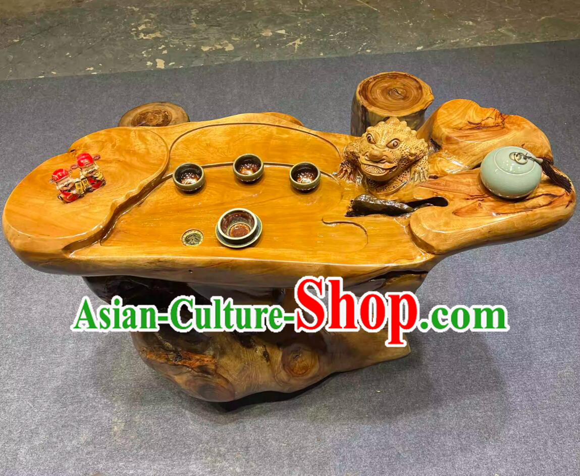 Hand Carved Chinese Stunning Tree Root Tea Table The Golden Toad Brings Wealth
