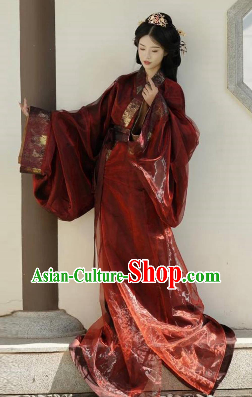 Traditional Hanfu Dark Red Warring States Robe Chinese Han Dynasty Court Lady Clothing Ancient China Princess Costume