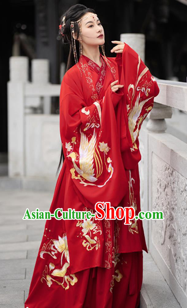 Ancient Chinese Clothing China Jin Dynasty Swordswoman Costume Traditional Wedding Hanfu Red Dresses