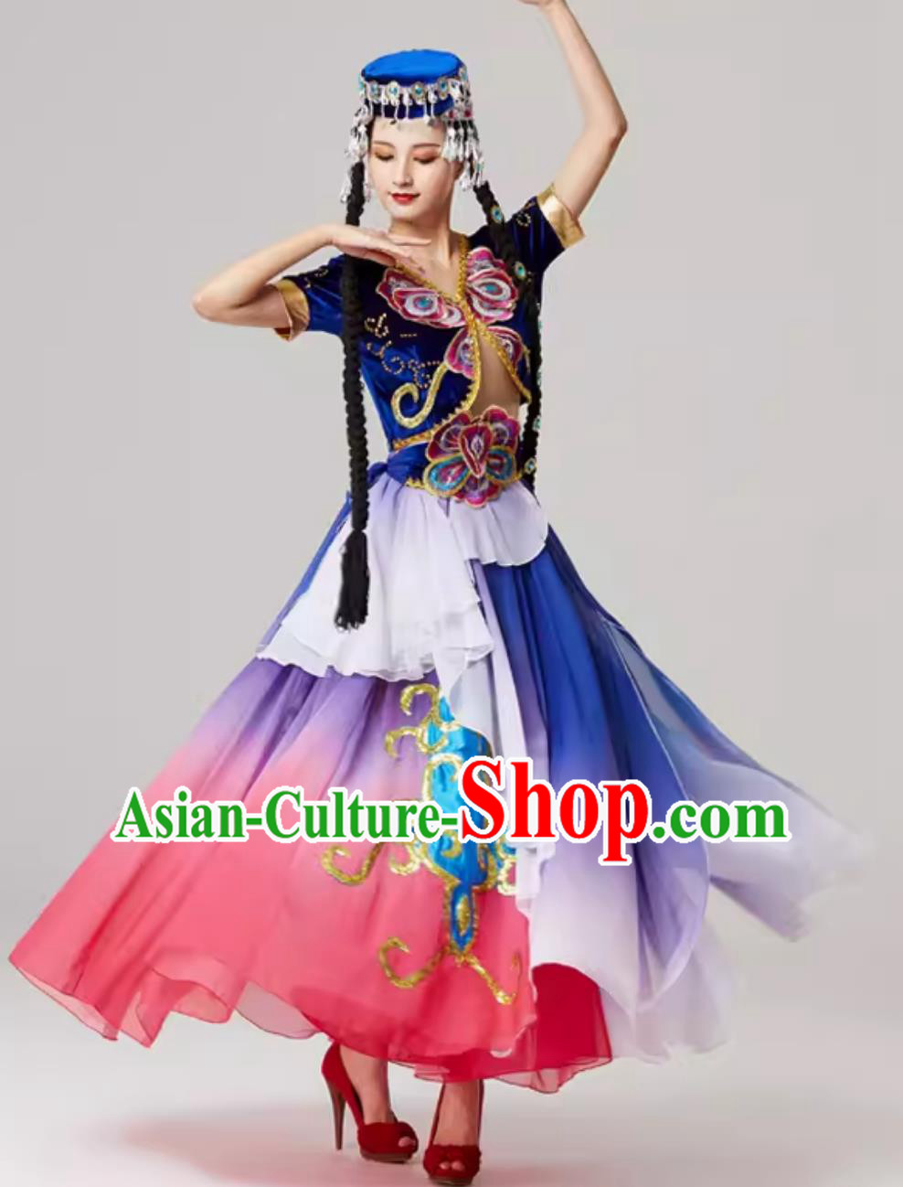 China Xinjiang Dance Clothing Uyghur Minority Performance Costume Hui Dance Dress Ethnic Style Fashion