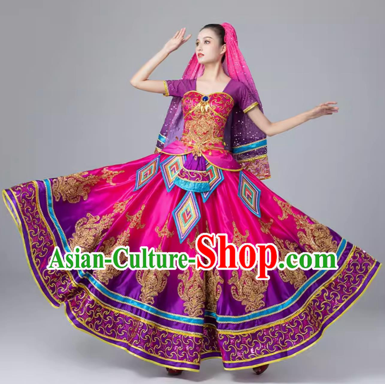 Indian Dance Performance Attire Female Exotic Dance Dress Belly Dance Costume China Xinjiang Dance Uyghur Clothing