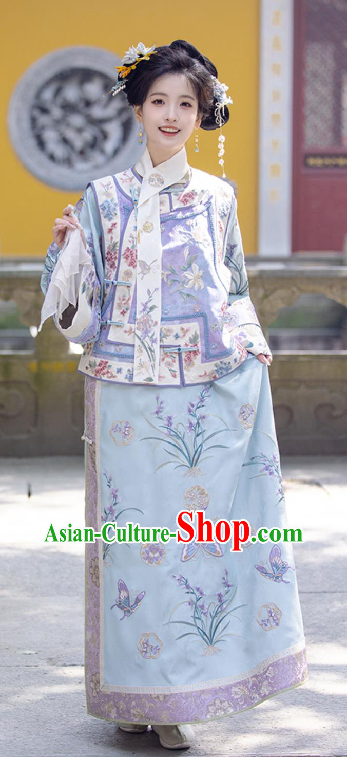 China Qing Dynasty Court Lady Qipao Dress Traditional Manchu Princess Costume Ancient Chinese Clothing Ruyi Royal Love in the Palace